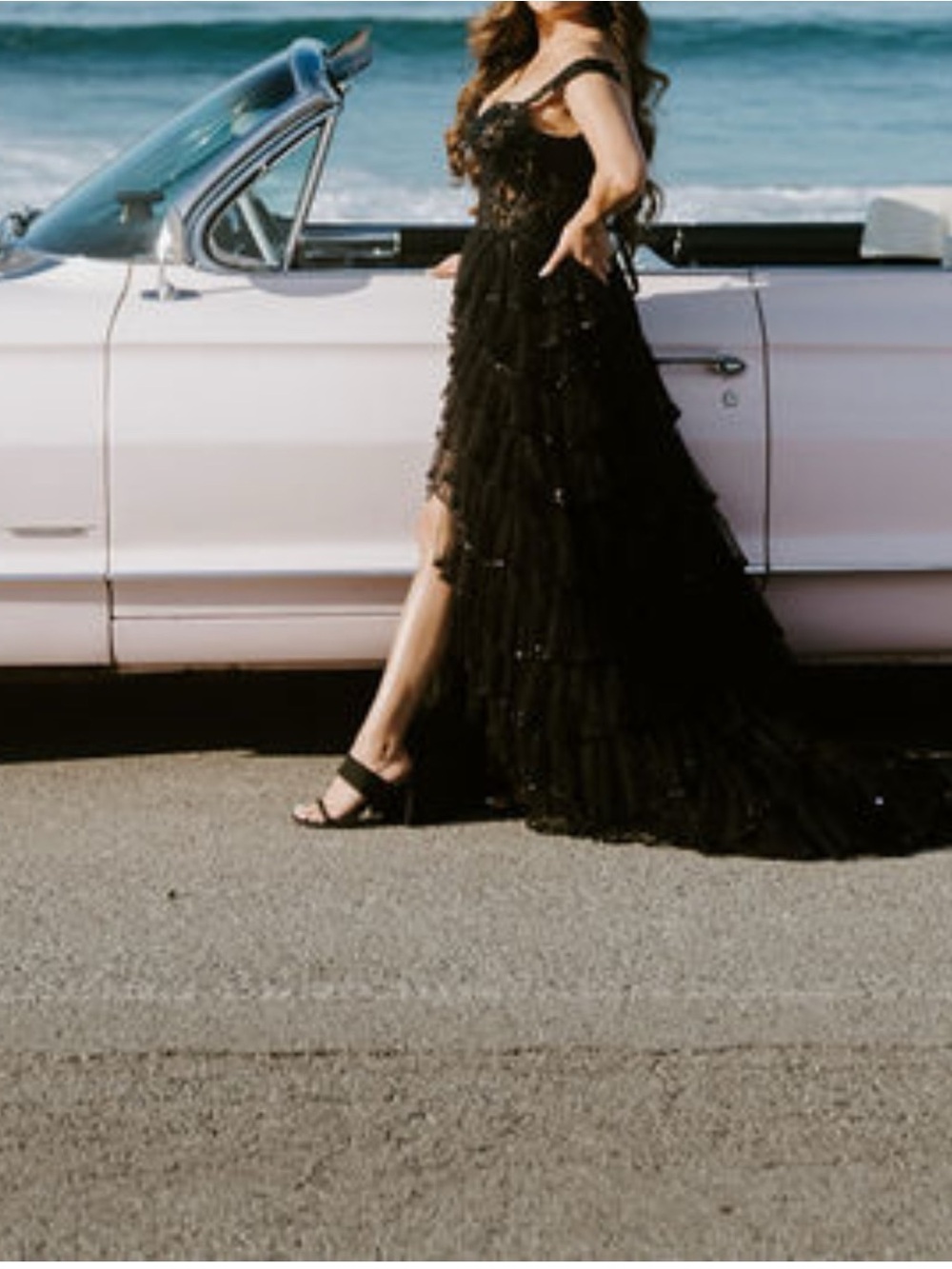 Sherri Hill Black High-Low Tiered Evening Gown